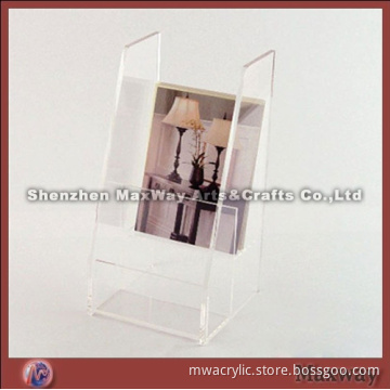 Crystal double-deck acrylic catalog/brochure holder/stand